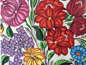 Kalocsai Flower Painting  12x16" Original Kalocsa Art Hungary 1985 Original - Picture 1 of 10