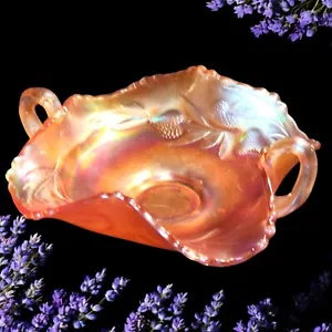 Fenton Art Piatto Caramelle Vetro 2 Manici Carnevale Calendula Fragola 6" - Foto 1 di 3