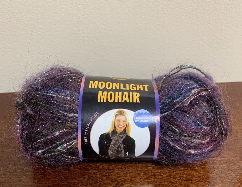 Lot- 3 Skeins Lion BRAND Moonlight Mohair Yarn 50g 82 Yds 206 Purple Mountains
