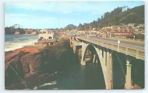 Postcard Depoe Bay Oregon Art Moderne Style Bridge posted 1957 - Picture 1 of 2