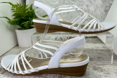 IMPO Shoes Rozette Slingback Sandal Women's Sz 8 White Beachy Cottagecore Social - Image 1 of 4