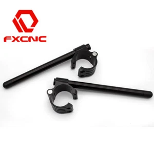 Manillar con clip regular para motocicleta CNC de 55 mm con abrazadera de apertura completamente negro - Imagen 1 de 6