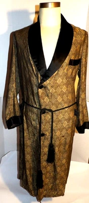 VINTAGE 1920s-30s SMOKING/LOUNGING ROBE! SKINNER'S SATIN! ROPE BELT! POCKETS! M - Image 1 of 4