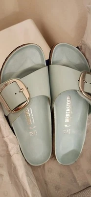 Birkenstock Madrid Hebilla Grande Tobogán Alto Brillo Surf Verde U K 41 Damas U S 10  Foto 1 de 4