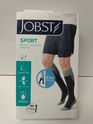 JOBST sport 15-20mmHg Knee High Compression Socks NIB LARGE Grey  FAST SHIP!!! - Image 1 of 4