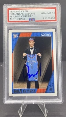 Domantas Sabonis 2016-17 Panini 271 NBA Hoops Auto  PSA Gem MT 10 RC OKC Thunder - Image 1 of 2
