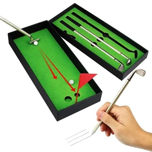 with Balls and Flag Golf Ballpoint Pen Set Writing Siging Pen Mini Desktop Golf - Picture 1 of 12