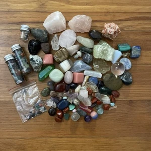 Mixed Lot Of Crystals and Gem Stones Polished Rough Cut Quartz Selenite Healing - Picture 1 of 10