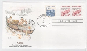 TurtlesTradingPost-  Canoe- Transportation Series #2453 1991 FDC Fleetwood H/C - Picture 1 of 2