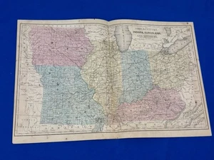 1867 Hand Color Mitchell Map OH, KY, IA, IN, IL, MO Reverse Michigan, Wisconsin - Bild 1 von 20
