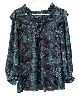 Blusa Anthropologie Maeve Floral Abotonada Boho Talla L Plisada Volantes Campesina Foto 1 de 4