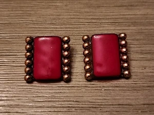 Signed Matisse MCM Enamel Copper Jewelry Clip Earrings - Picture 1 of 4