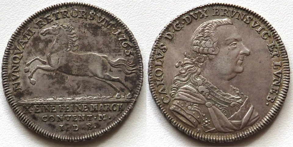 Braunschweig-Wolfenbüttel 1 Convention Thaler 1765 JDB Duke Karl I. 131189 - Image 1 of 1