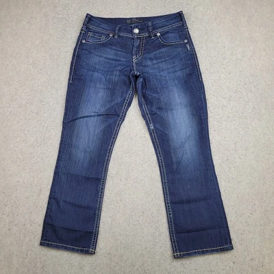 Silver Jeans Suki Capri Womens Size 29 Thick Stitch Dark Wash Blue 32x26 Stretch - Image 1 of 4