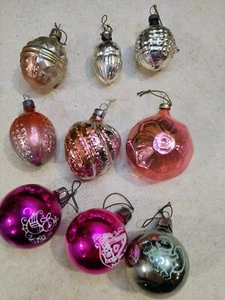 New Year's glass toy 9 pcs Vintage Christmas Ornament, tree toys USSR - Picture 1 of 11