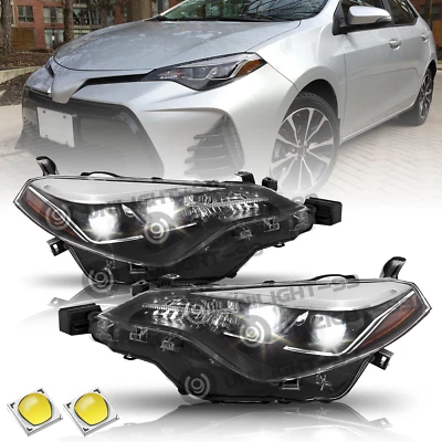 Fit 2017 2018 2019 Toyota Corolla SE XLE XSE Sedan 4Dr Headlights Pair W/Bulbs - Image 1 of 4