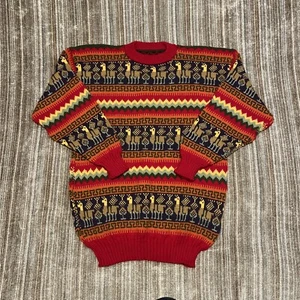Peruvian Alpaca Sweater Large Pullover Boho Aztec Llama Unisex - Picture 1 of 6