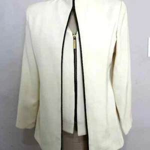 Women's Cream Ivory 2 zipper front Blazer Jacket size medium to large - Picture 1 of 7