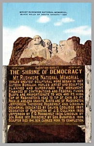 Mount Rushmore National Memorial Black Hills Dakota del Sur lino postal UNP - Imagen 1 de 2