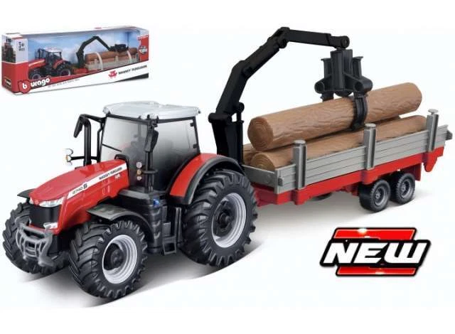 BURAGO - MASSEY FERGUSON 8740S with forestry trailer - 1/50 - BUR31659 - Image 1 of 1
