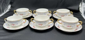 Juego de 6 caldos de dos asas Bernadaud Limoges 1900-1942 - Imagen 1 de 8