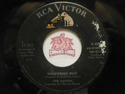 The Browns: My Baby's Gone / Whispering Wine, 45 RPM VG+ (JB)  Foto 1 de 2