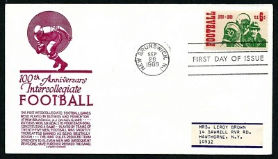 USA, SCOTT # 1382, STEPHEN ANDERSON FDC COVER OF 1969 INTERCOLLEGIATE FOOTBALL - Image 1 of 4