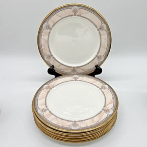 Set of 6 Noritake Pacific Majesty Bone China Salad Plates Shells on Pink Band - Picture 1 of 14
