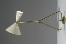 1950 Brass White Wall lamp Diabolo Italian Cone Stilnovo Sputnik Light Swing Arm