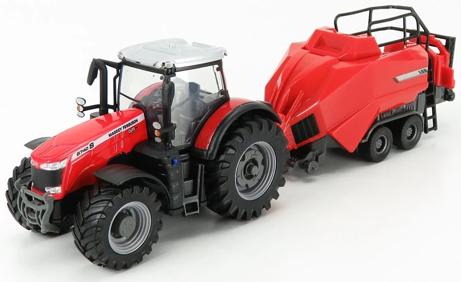 1/50 BURAGO - MASSEY FERGUSON - 8740S TRACTOR WITH BALER LIFTER 18-31667 - Immagine 1 di 1