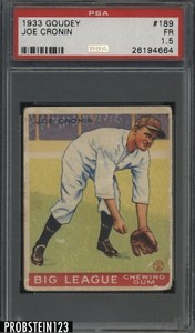 1933 Goudey #189 Joe Cronin Senators PSA 1.5