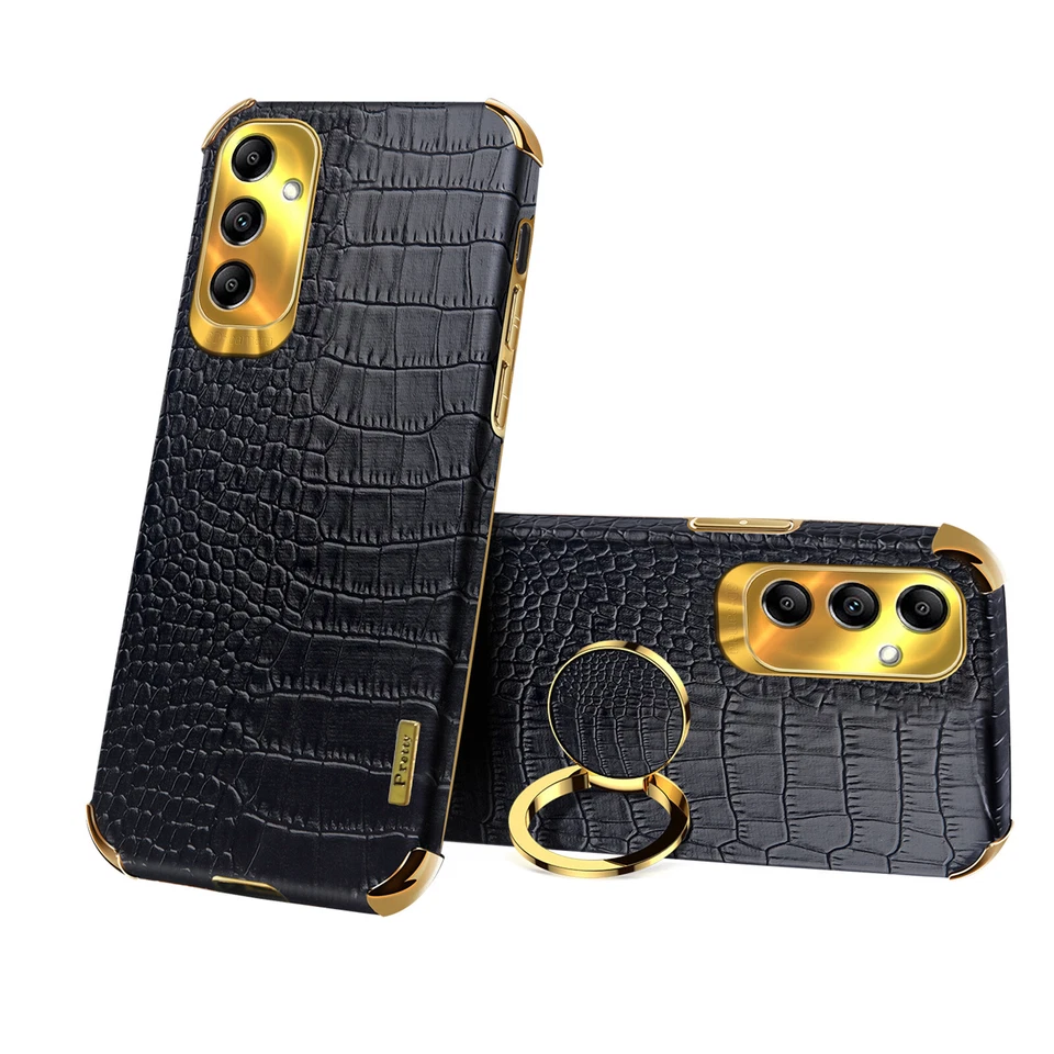 Car Magnetic Phone Case For iPhone Samsung Huawei Crocodile Leather +Ring Holder - Image 1 of 4