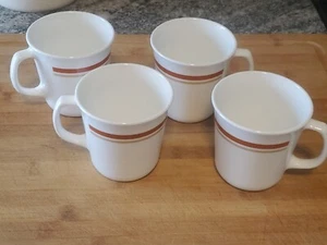 Vintage 4pc. Corning USA Milk Glass White Brown Tan Coffee Tea Drink Mugs Cups - Picture 1 of 11
