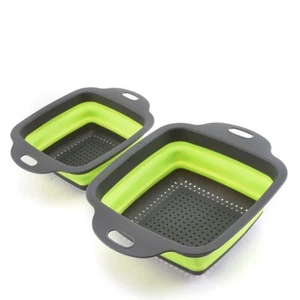 Quadratischer faltbarer Abtropfkorb 2er Set Filter Gemüse Obst Korb Black Friday - Bild 1 von 3