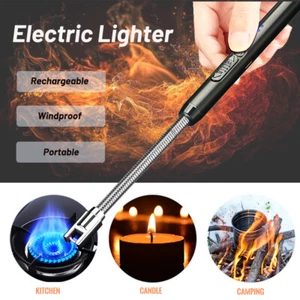 Electric Candle Lighter Arc USB Rechargeable BBQ Camp Gas Hob Windproof Kitchen - Picture 1 of 21