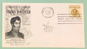 Sc 1110 4c 1958 Simon Bolivar Champion Of Liberty FDC Fleetwood Cachet - Picture 1 of 2