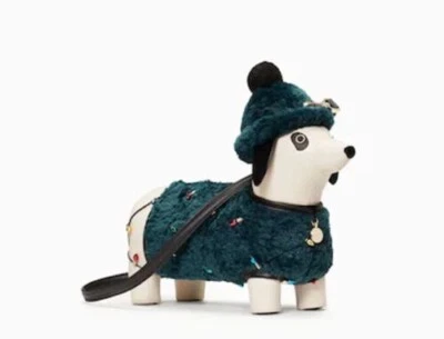 Kate Spade Dachshund 包狗绿色圣诞灯 Claude 斜挎包钱包全新带标签 — 第 1/4 张图片