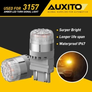 AUXITO 3157 LED 3156 Amber Turn Signal Parking Indicator Light Bulbs W/Lampshade - Foto 1 di 10
