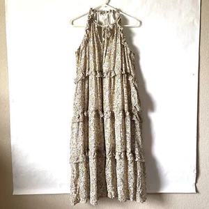Talulah Flowy Tiered Midi Dress Womens Size Large Sleeveless Halter Disty Floral - Picture 1 of 9