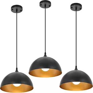 Industrial Pendant Light Fixtures,11.8" Black Dome Pendant Lights,Adjustable Vin - Picture 1 of 7