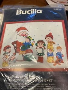 Vintage Bucilla Christmas On Santas Knee Cross stitch kit new