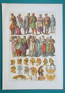 TROY Lydia Phrygia Asia Minor Costume Arms Men Women - 1883 Color Litho Print - Picture 1 of 1