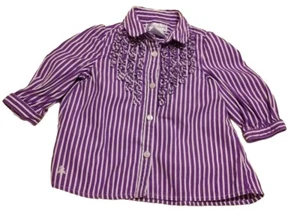 RALPH LAUREN Top 3 mesi Bambina Viola Bianco Abito Camicia Neonato Bambino Blusa - Foto 1 di 3