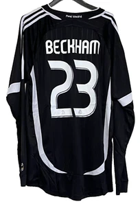 BECKHAM R MADRID BLACK LONG SLEEVE JERSEY S-2XL SIZE RANGE - Picture 1 of 2