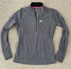 Womans Asics Grey Flec 1/4 Zip Wicking Long Sleeve Gym Running Top S Small