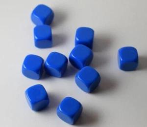 10 Pcs Blank Blue Dice / Counting Cubes 16mm D6 Square RPG Gaming Dice DIY - Picture 1 of 2