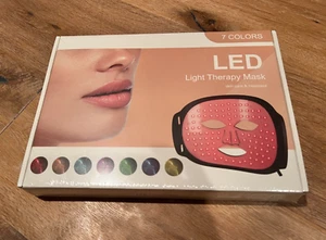 LED Face Mask Light Therapy 7 Color Infrared Blue Red Light Therapy Skincare NIB - Picture 1 of 1