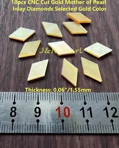 10pcs Gold Mother of Pearl Selected Gold Color Inlay Diamonds 14x8mm CNC Cut - Picture 1 of 4