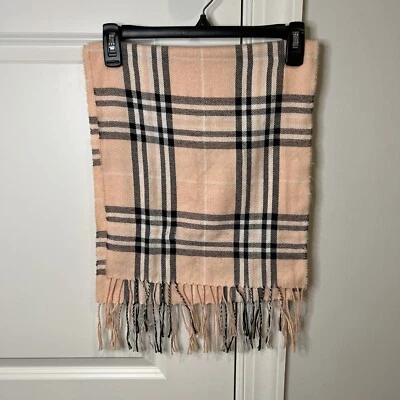 Bufanda 100 % cachemir rosa a cuadros archivo beige hecha en Escocia invierno suave Foto 1 de 3