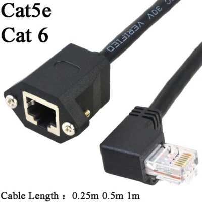 Cavo Prolunga Rete Lan Ethernet 90 Gradi RJ45 CAT5E Cat 6 Maschio a Femmina - Immagine 1 di 4